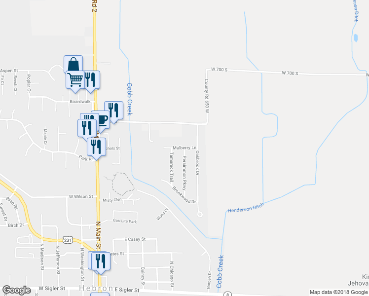 map of restaurants, bars, coffee shops, grocery stores, and more near Mulberry Ln in Hebron