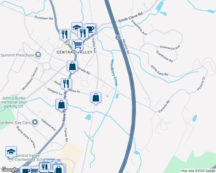 map of restaurants, bars, coffee shops, grocery stores, and more near 9 Dominick Road in Woodbury