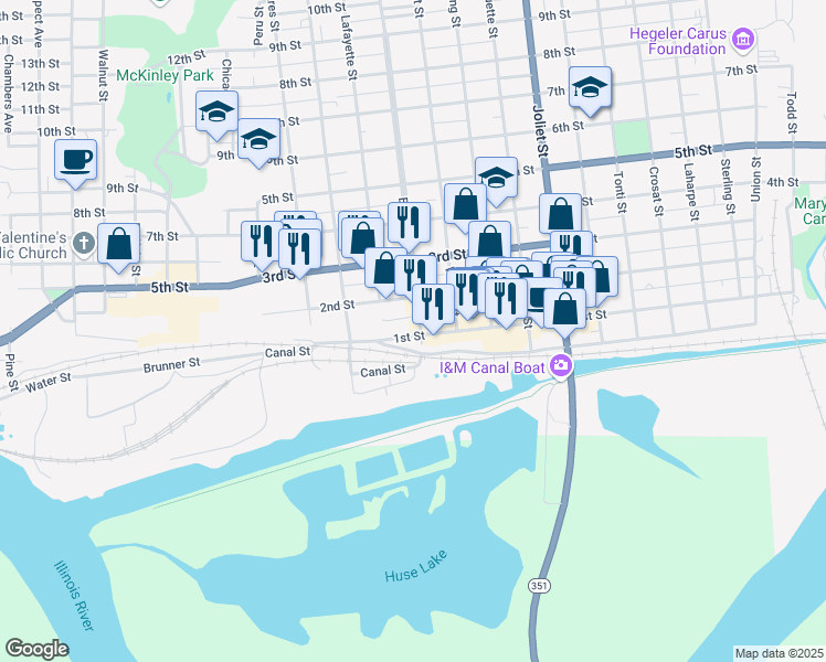 map of restaurants, bars, coffee shops, grocery stores, and more near 111 Bucklin Street in LaSalle