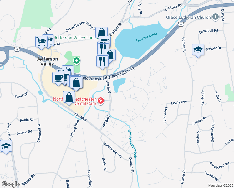 map of restaurants, bars, coffee shops, grocery stores, and more near 120C Columbia Court in Yorktown Heights