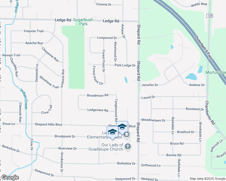 map of restaurants, bars, coffee shops, grocery stores, and more near 9224 Tanglewood Road in Macedonia