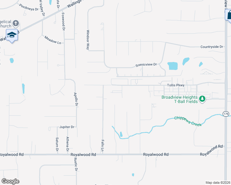 map of restaurants, bars, coffee shops, grocery stores, and more near 1501 Tollis Parkway in Broadview Heights