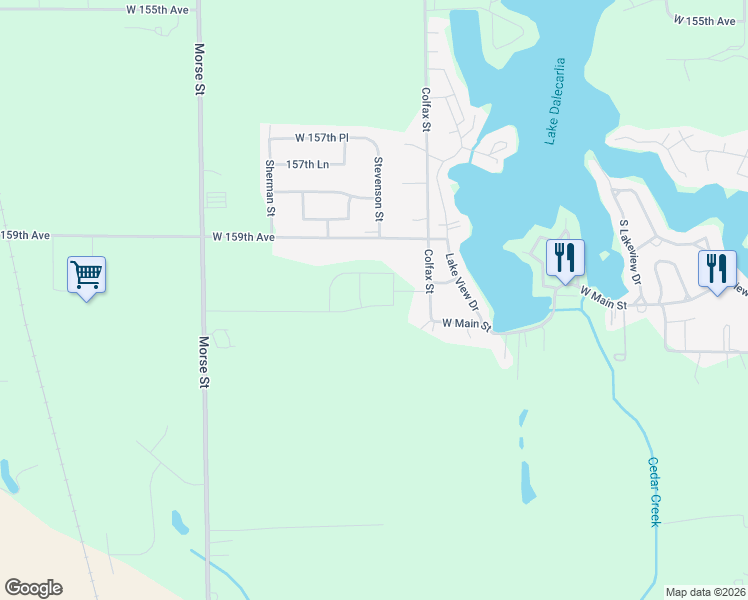 map of restaurants, bars, coffee shops, grocery stores, and more near 6668 160th Place in Lowell