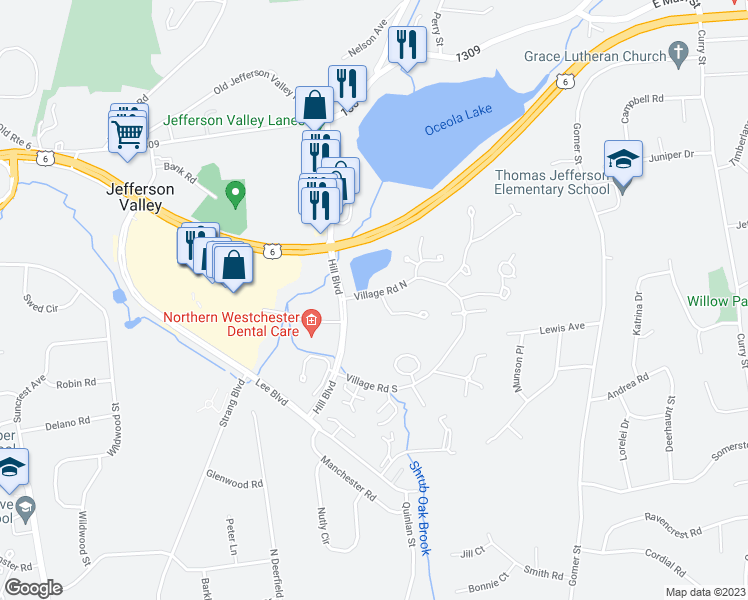 map of restaurants, bars, coffee shops, grocery stores, and more near 120C Columbia Court in Yorktown Heights