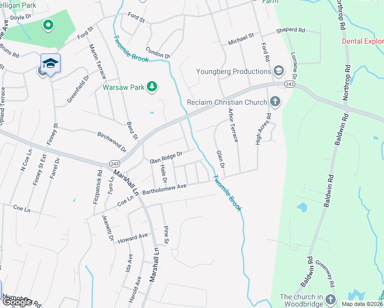 map of restaurants, bars, coffee shops, grocery stores, and more near 18 Glen Ridge Drive in Ansonia