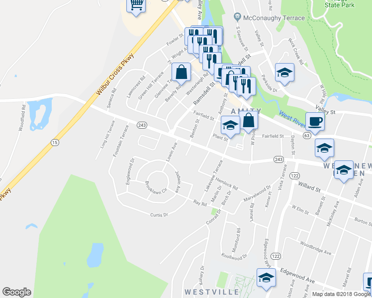 map of restaurants, bars, coffee shops, grocery stores, and more near 10 Colby Court in New Haven