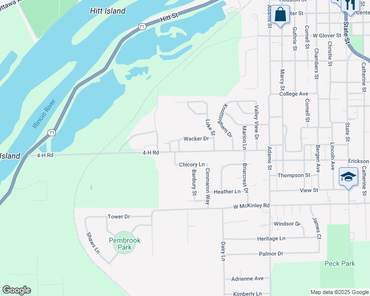 map of restaurants, bars, coffee shops, grocery stores, and more near 1120 4-H Road in Ottawa