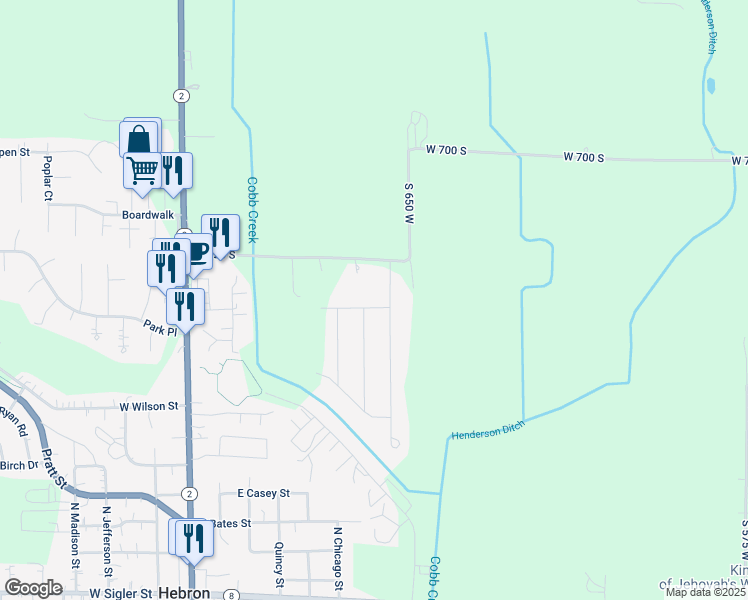 map of restaurants, bars, coffee shops, grocery stores, and more near Mulberry Lane in Hebron