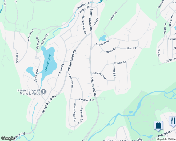 map of restaurants, bars, coffee shops, grocery stores, and more near 125 Gallows Hill Road in Cortlandt