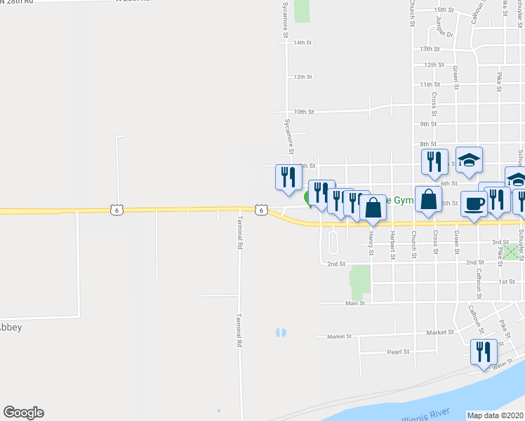 map of restaurants, bars, coffee shops, grocery stores, and more near 102 West US Highway 6 in Peru