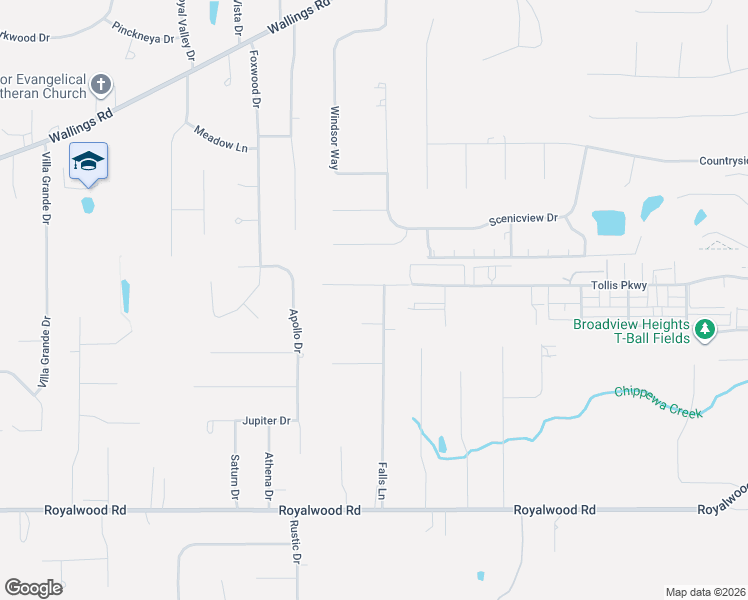 map of restaurants, bars, coffee shops, grocery stores, and more near 8738 Falls Lane in Broadview Heights