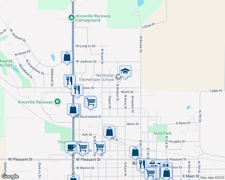 map of restaurants, bars, coffee shops, grocery stores, and more near 1106 North Brobst Street in Knoxville
