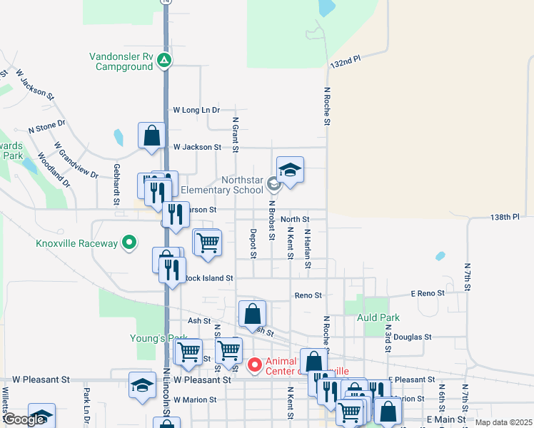map of restaurants, bars, coffee shops, grocery stores, and more near 1106 North Brobst Street in Knoxville