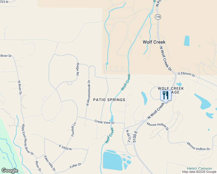 map of restaurants, bars, coffee shops, grocery stores, and more near 3844 North Patio Springs Circle in Eden