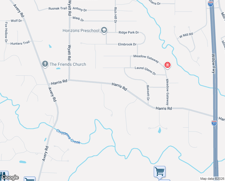 map of restaurants, bars, coffee shops, grocery stores, and more near 3370 Harris Road in Broadview Heights