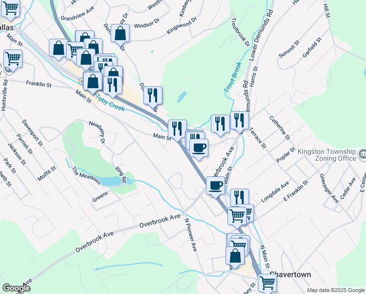 map of restaurants, bars, coffee shops, grocery stores, and more near 170 Memorial Highway in Dallas
