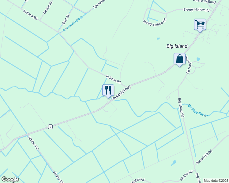 map of restaurants, bars, coffee shops, grocery stores, and more near 3 Indiana Road in Goshen