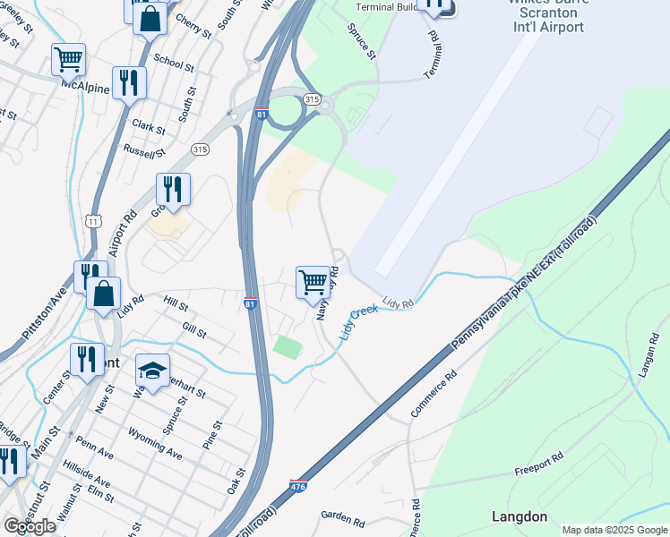 map of restaurants, bars, coffee shops, grocery stores, and more near Navy Way Road in Dupont