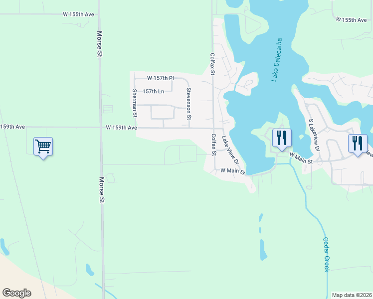 map of restaurants, bars, coffee shops, grocery stores, and more near 6668 160th Place in Lowell