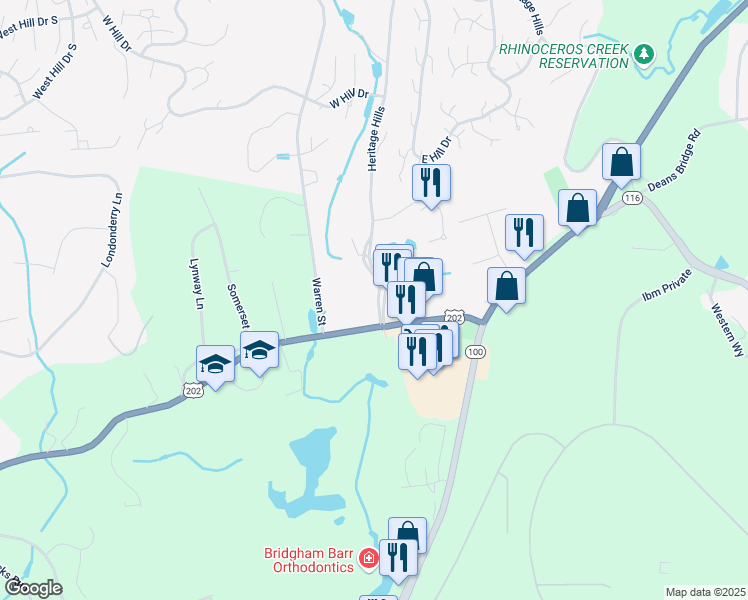 map of restaurants, bars, coffee shops, grocery stores, and more near 629 Heritage Hills in Westchester County