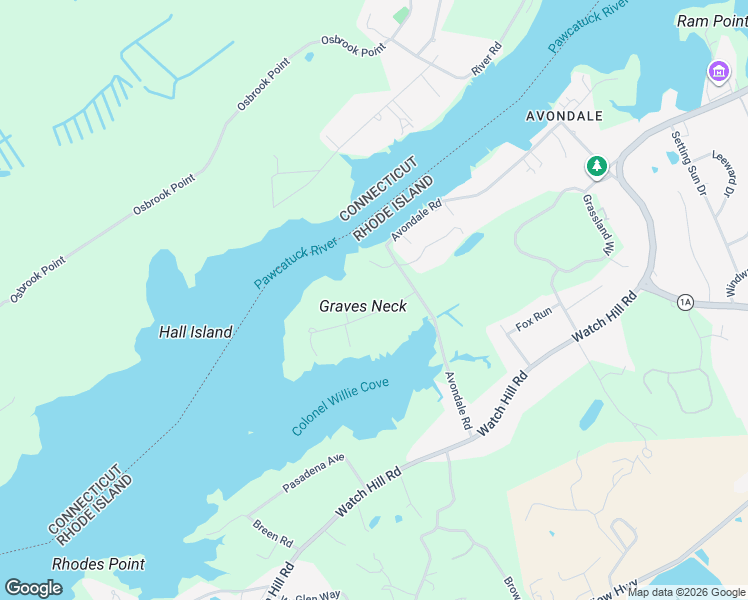 map of restaurants, bars, coffee shops, grocery stores, and more near 14 Champlin Drive in Westerly