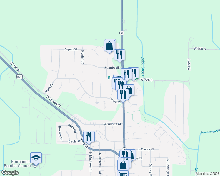 map of restaurants, bars, coffee shops, grocery stores, and more near 35-99 Oak Court in Hebron