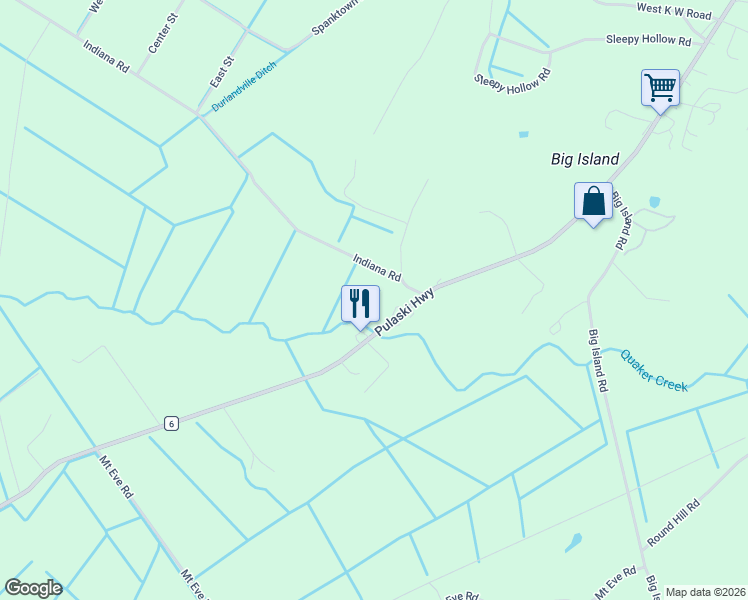 map of restaurants, bars, coffee shops, grocery stores, and more near 3 Indiana Road in Goshen