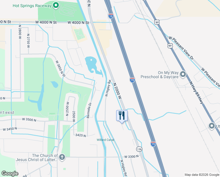 map of restaurants, bars, coffee shops, grocery stores, and more near 3770 North Higley Road in Ogden