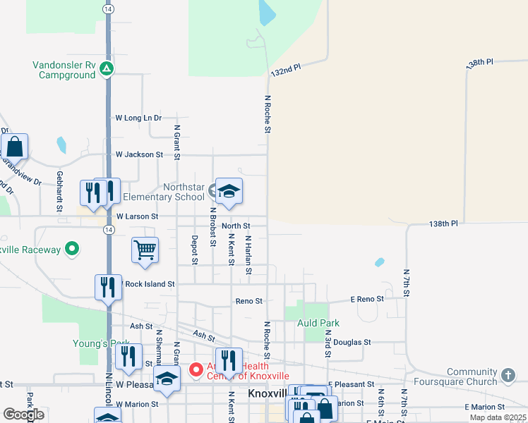 map of restaurants, bars, coffee shops, grocery stores, and more near 1017 North Harlan Street in Knoxville