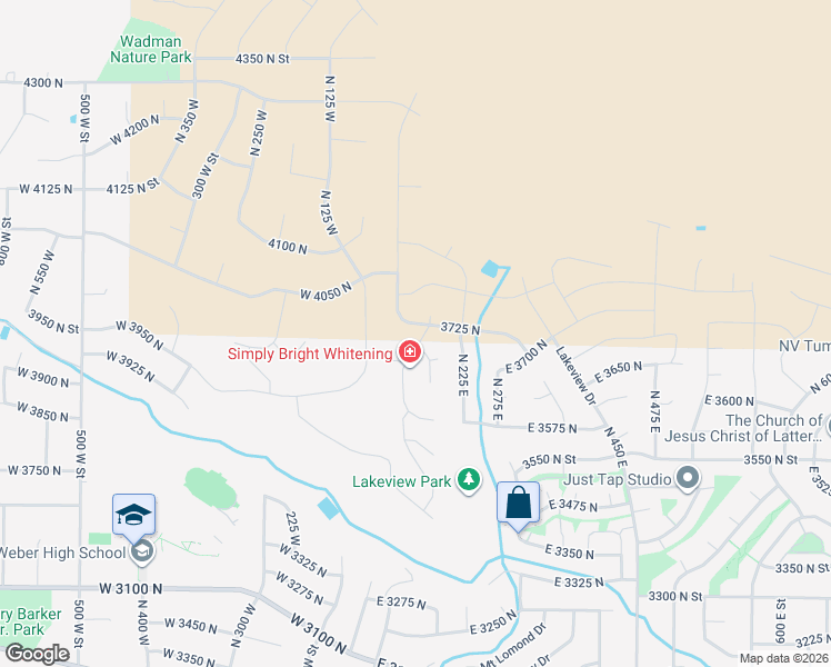 map of restaurants, bars, coffee shops, grocery stores, and more near 179 East 3700 North in North Ogden
