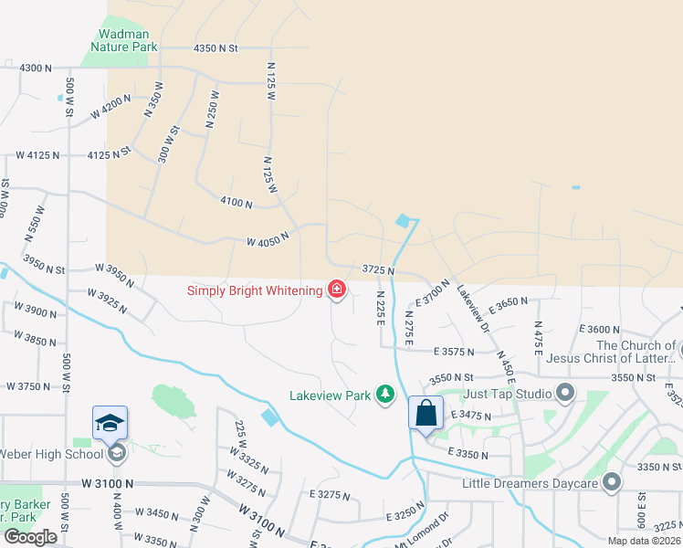 map of restaurants, bars, coffee shops, grocery stores, and more near East 3725 North in North Ogden