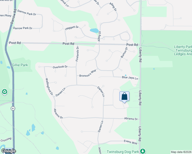 map of restaurants, bars, coffee shops, grocery stores, and more near 9656 Sterling Court in Twinsburg