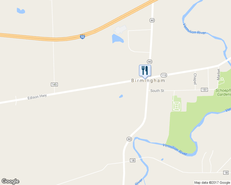 map of restaurants, bars, coffee shops, grocery stores, and more near 14620 Ohio 113 in Wakeman