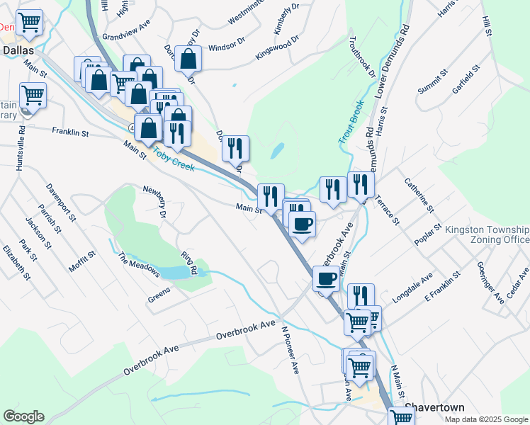 map of restaurants, bars, coffee shops, grocery stores, and more near 170 Memorial Highway in Dallas