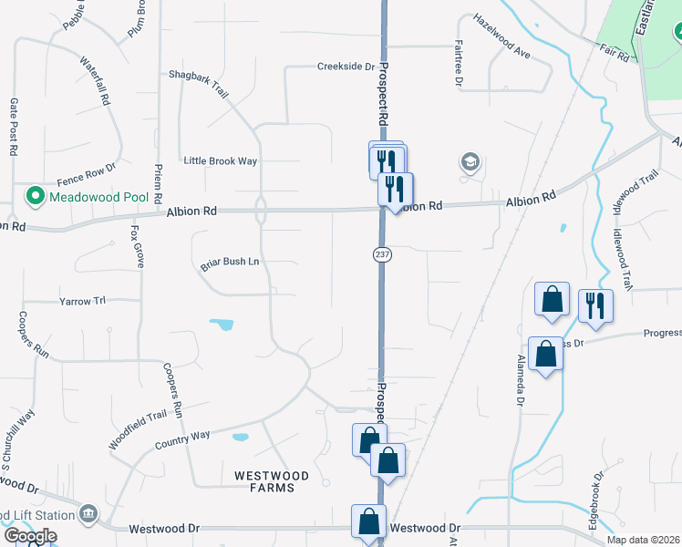 map of restaurants, bars, coffee shops, grocery stores, and more near 11381 Brady Lane in Strongsville