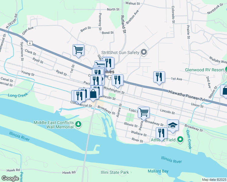 map of restaurants, bars, coffee shops, grocery stores, and more near 158 Washington Street in Marseilles