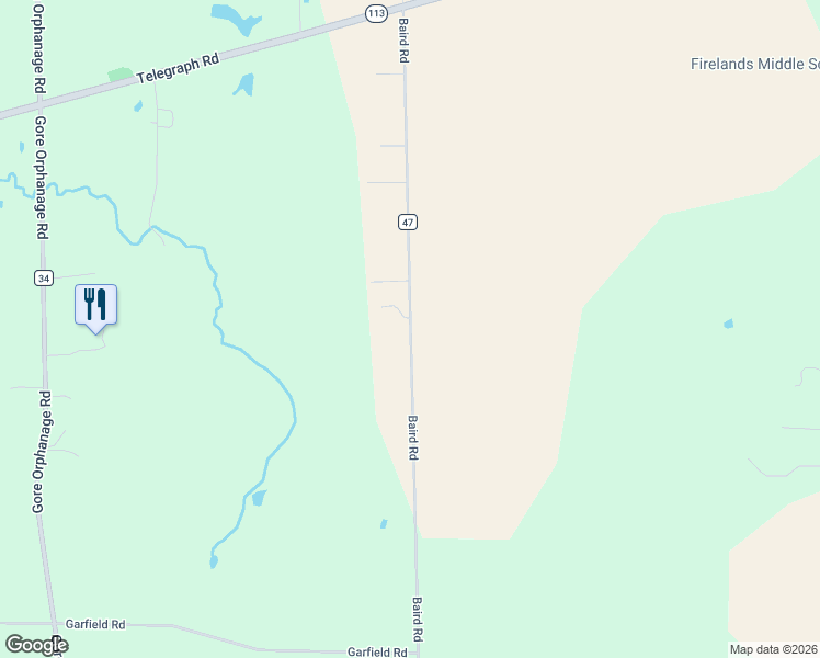 map of restaurants, bars, coffee shops, grocery stores, and more near 11040 Baird Road in Amherst