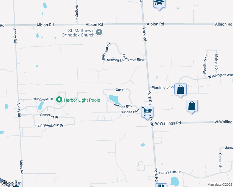 map of restaurants, bars, coffee shops, grocery stores, and more near 10231 Bentley Drive in North Royalton