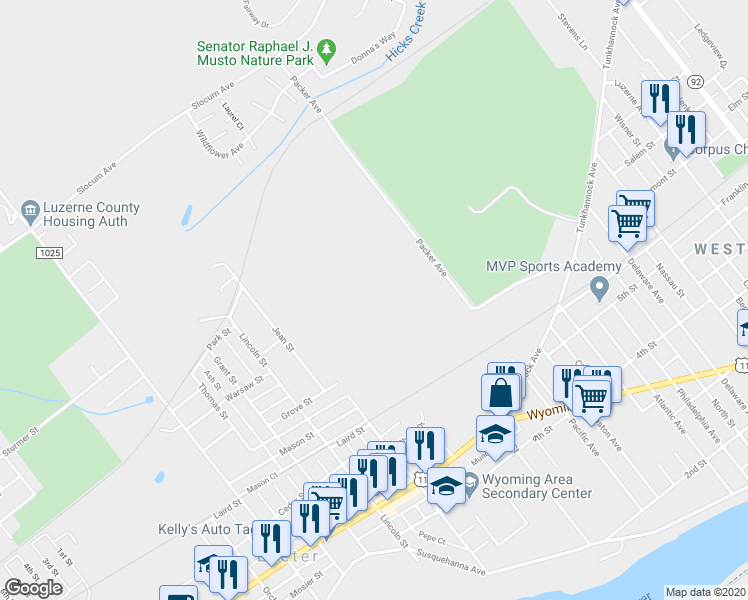 map of restaurants, bars, coffee shops, grocery stores, and more near 31 Packer Avenue in Exeter