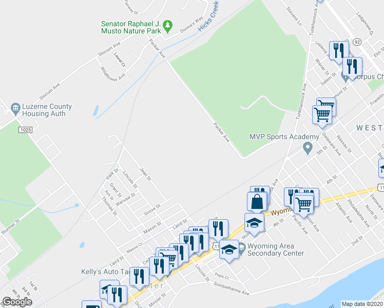 map of restaurants, bars, coffee shops, grocery stores, and more near 110 Jean Street in Exeter