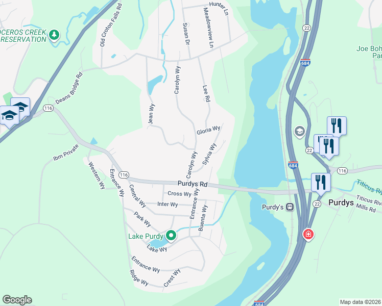map of restaurants, bars, coffee shops, grocery stores, and more near 6 Jean Way in Westchester County