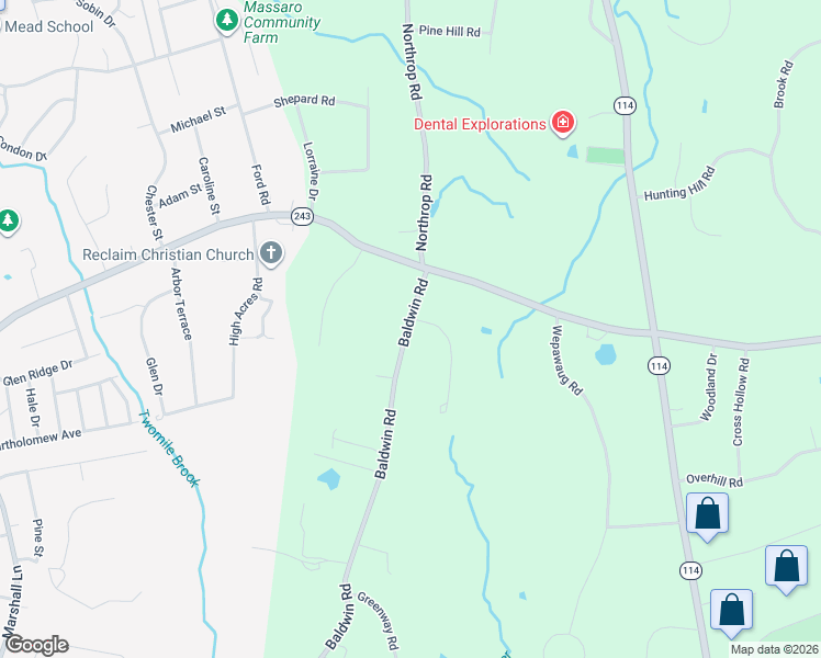 map of restaurants, bars, coffee shops, grocery stores, and more near 956 Baldwin Road in Woodbridge
