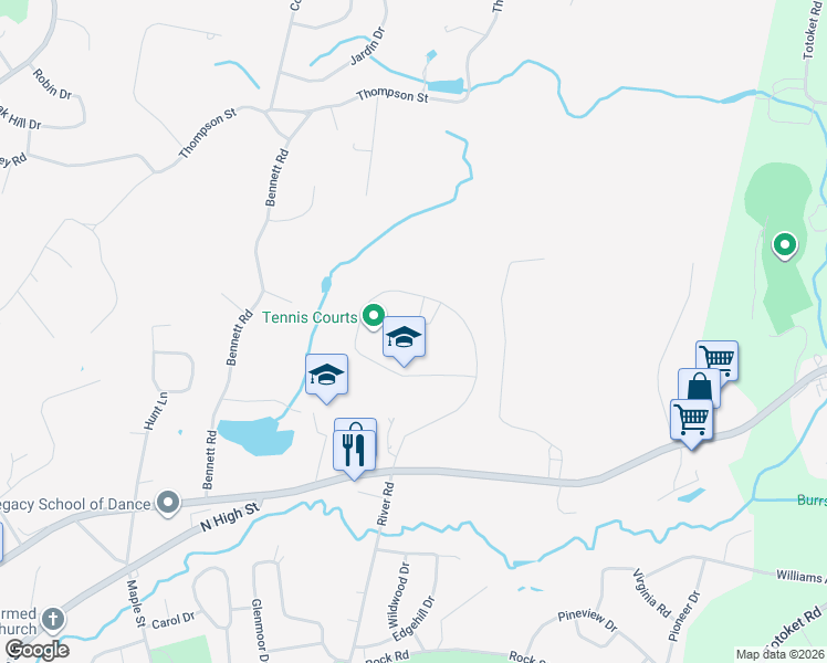 map of restaurants, bars, coffee shops, grocery stores, and more near 35 Wheelbarrow Lane in East Haven