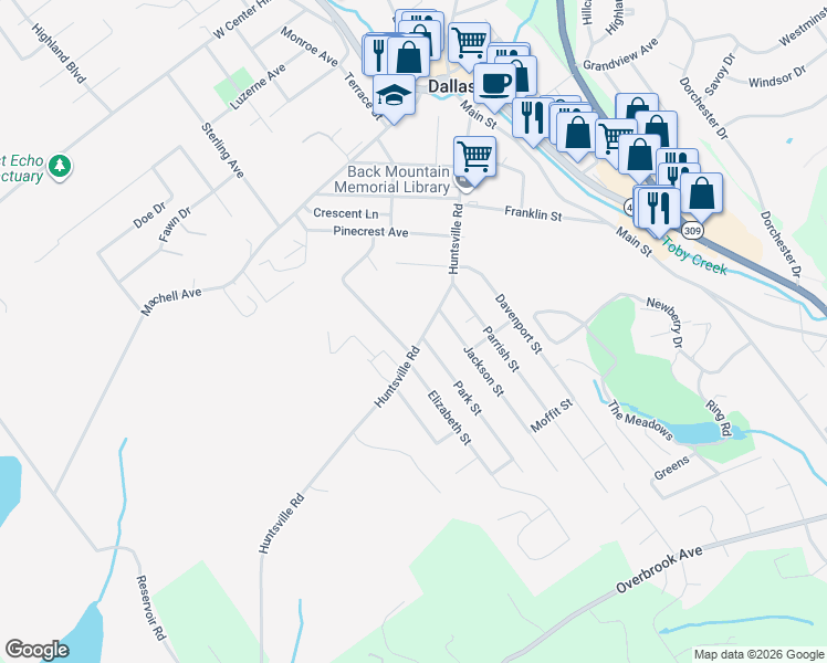 map of restaurants, bars, coffee shops, grocery stores, and more near 235 Huntsville Rd in Dallas