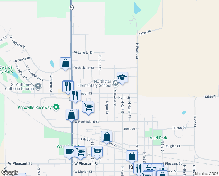 map of restaurants, bars, coffee shops, grocery stores, and more near 1302 North Brobst Street in Knoxville