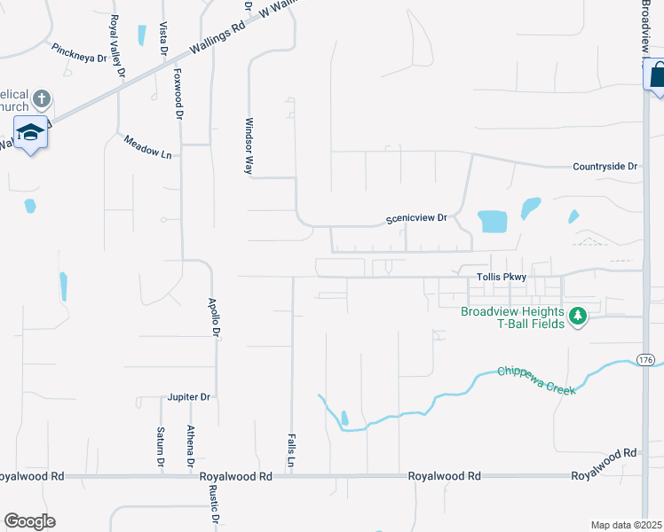 map of restaurants, bars, coffee shops, grocery stores, and more near 1150 Tollis Parkway in Broadview Heights