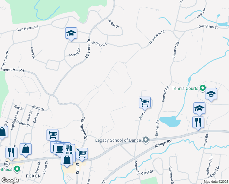 map of restaurants, bars, coffee shops, grocery stores, and more near 19 Timberland Drive in East Haven