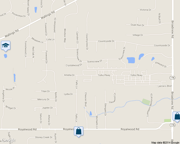 map of restaurants, bars, coffee shops, grocery stores, and more near 1150 Tollis Parkway in Broadview Heights