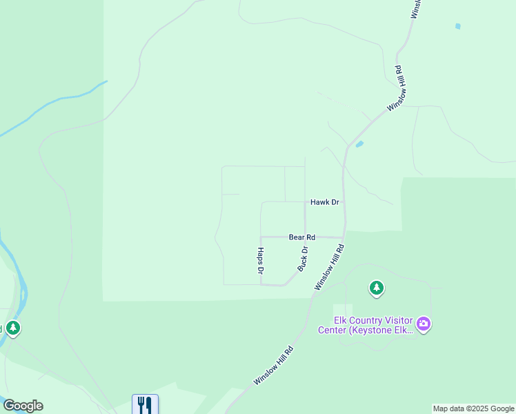 map of restaurants, bars, coffee shops, grocery stores, and more near 487 Haps Drive in Benezette