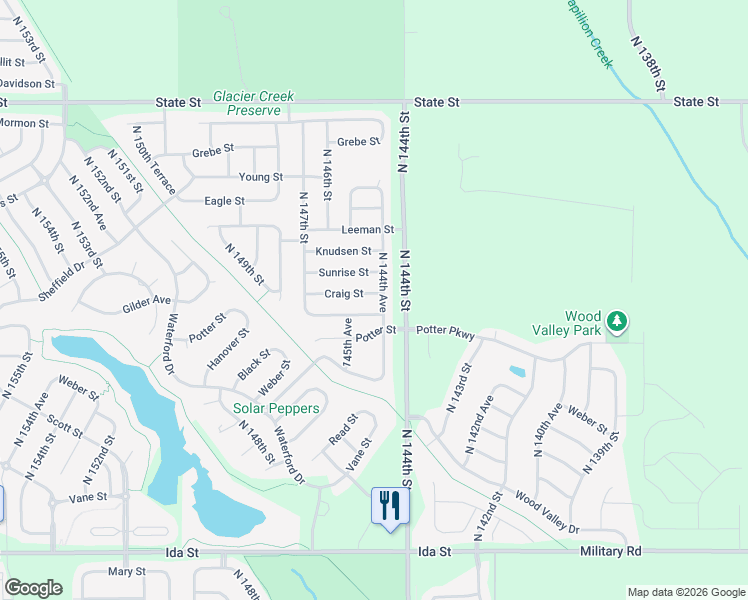 map of restaurants, bars, coffee shops, grocery stores, and more near 14502 Craig Street in Bennington
